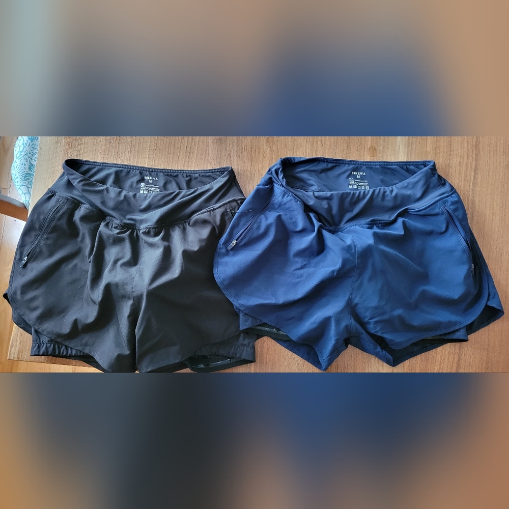 Women's  Padded Cycling Shorts 1 Pair Navy and 1 Pair Black